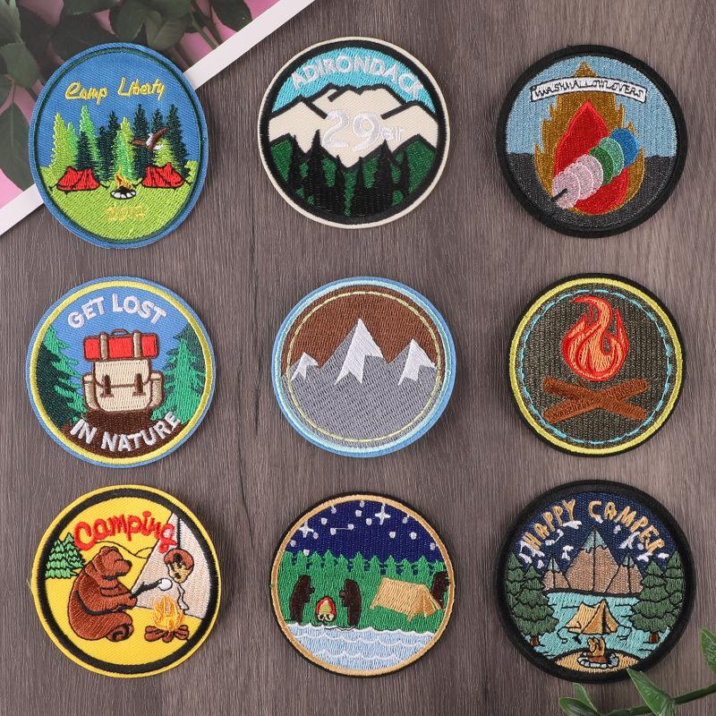 

Embroidery logo round badge cartoon outdoor animal patch sticker source clothing accessories embroidery cloth sticker D5R-A-3-2
