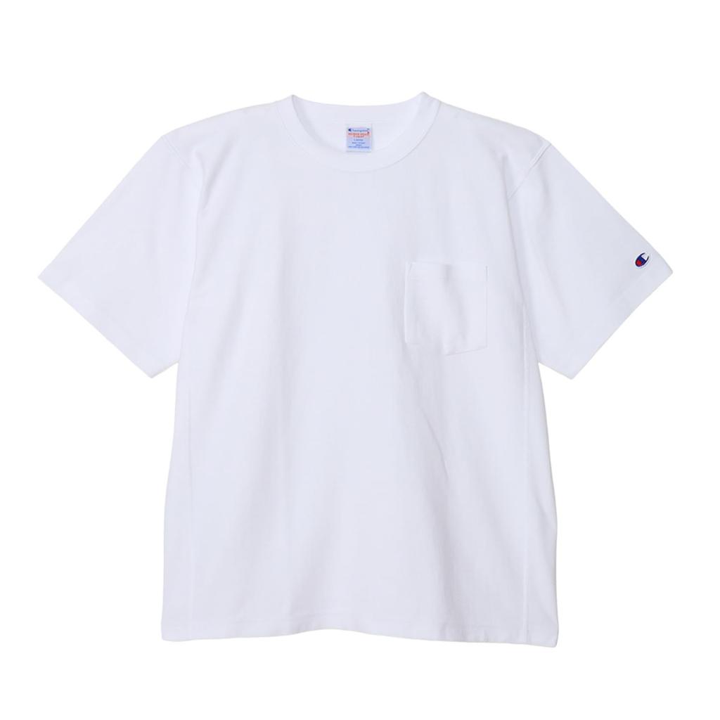 Champion Short Sleeve Crew Cotton USA Reverse Garment Short Sleeve Pocket Size T-Shirt, Neck, 100% 9.4oz Weave® Wash, T-Shirt, Men's, White, XL,