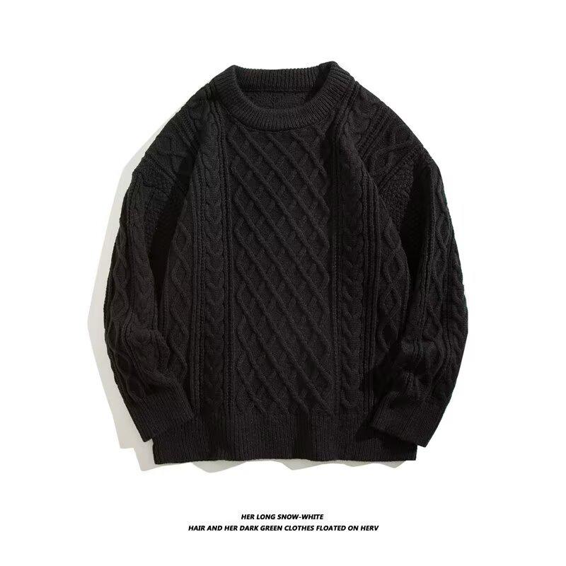 Men s Winter Round Neck Solid Knit Sweater - Warm, Thick, and Versatile XXL