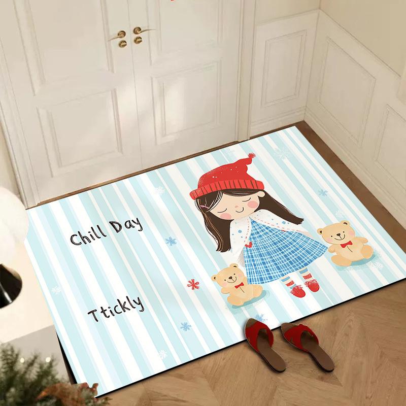 Cartoon cute bathroom mat non-slip quick drying mat household toilet absorbent carpet toilet door mat