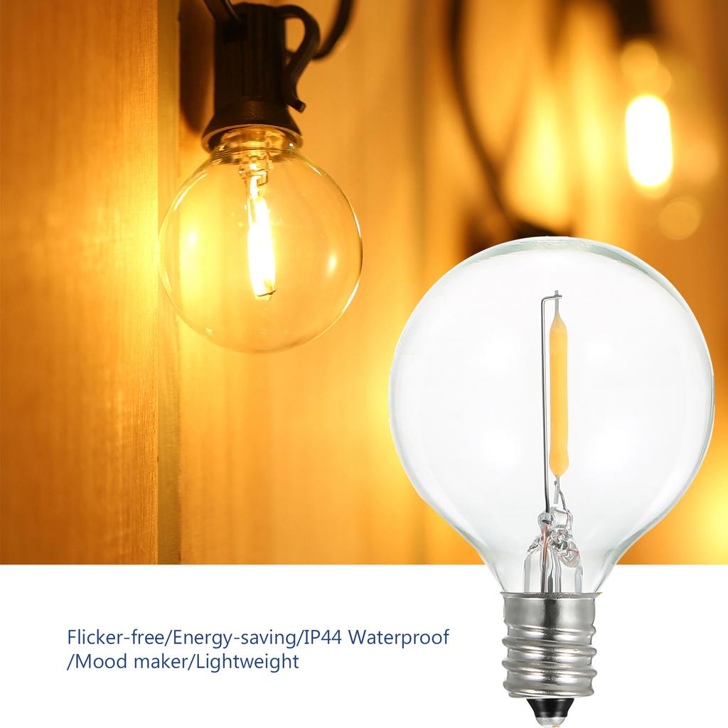 AC230V Globe LED G40 Bulb Lamp 25 Pack E12 Base Socket Holder IP44 Water Resistance Warm White for String Light Home Party Decoration Wedding