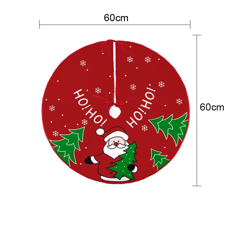 90/60cm Christmas Tree Skirt Red Snowflake Santa Claus Printed Xmas Tree Carpet Christmas Decor Mat New Year for Home Decor