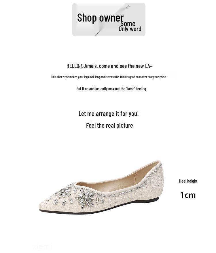 Exquisite French Rhinestone Pointed Toe Flats: Women's Fairy Style Slip-On Wedding Shoes