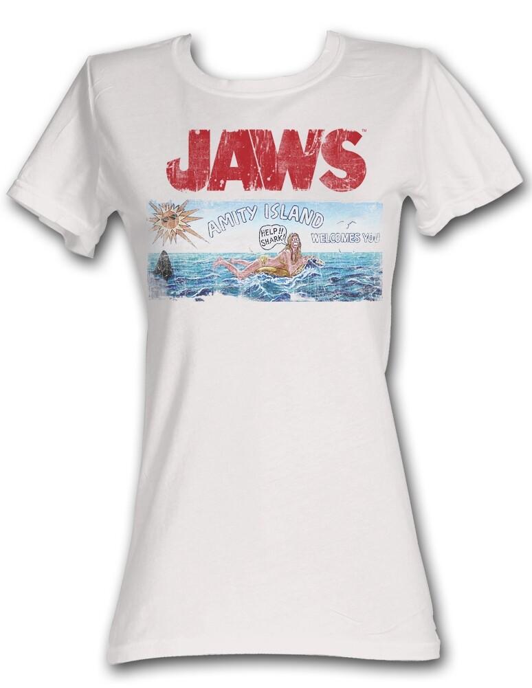 Jaws Island White Junior Women s T-Shirt Mens Womens Tees Top 4XL
