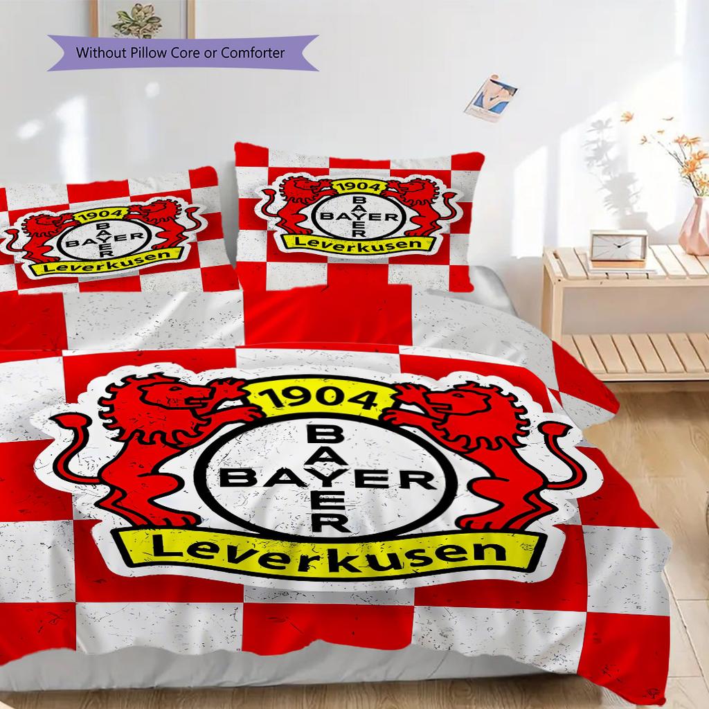 Bayer 04 Leverkusen Pattern Bedding Quilt Set Quilt Cover Pillowcase Home Decoration Birthday Gift (1 * Duvet Cover + 2 * Pillowcase, Without Core)