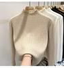 Korean Autumn and Winter New Fungus Lace Solid Color Long-sleeved Knitted Pullover Women's Basic Knitted Bottoming Shirt