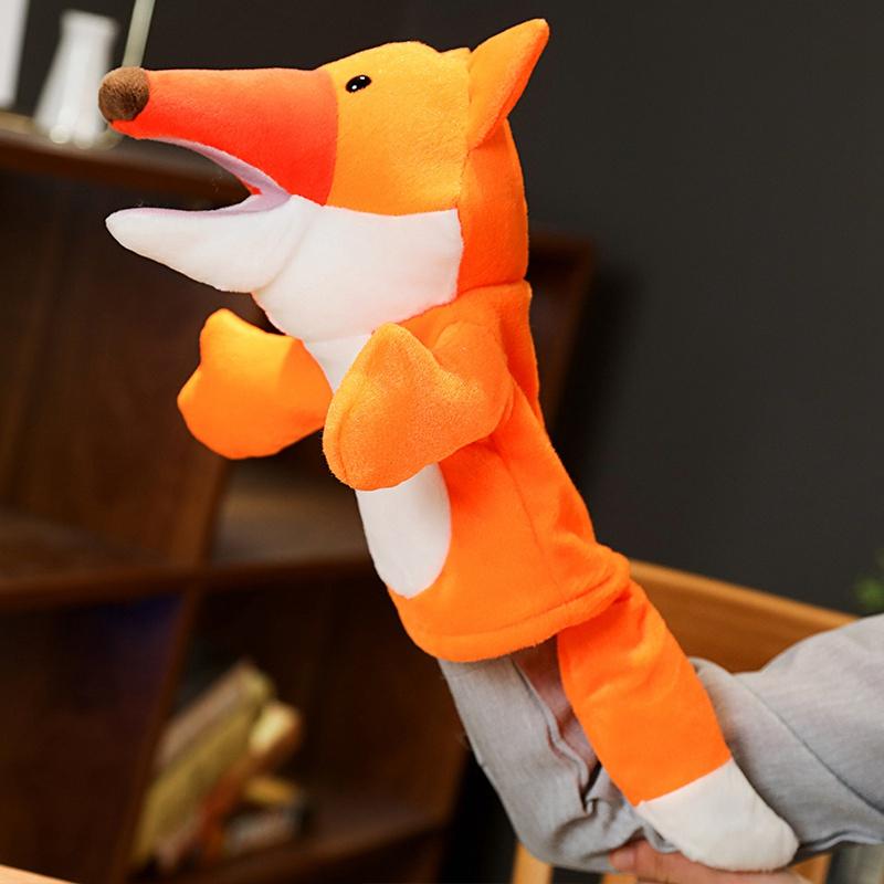 New Funny Glove Crow Foxes Plush Hand Puppets Soft Stuffed Cartoon Telling Learning Funny Accompany Toy Kids Birthday Gift