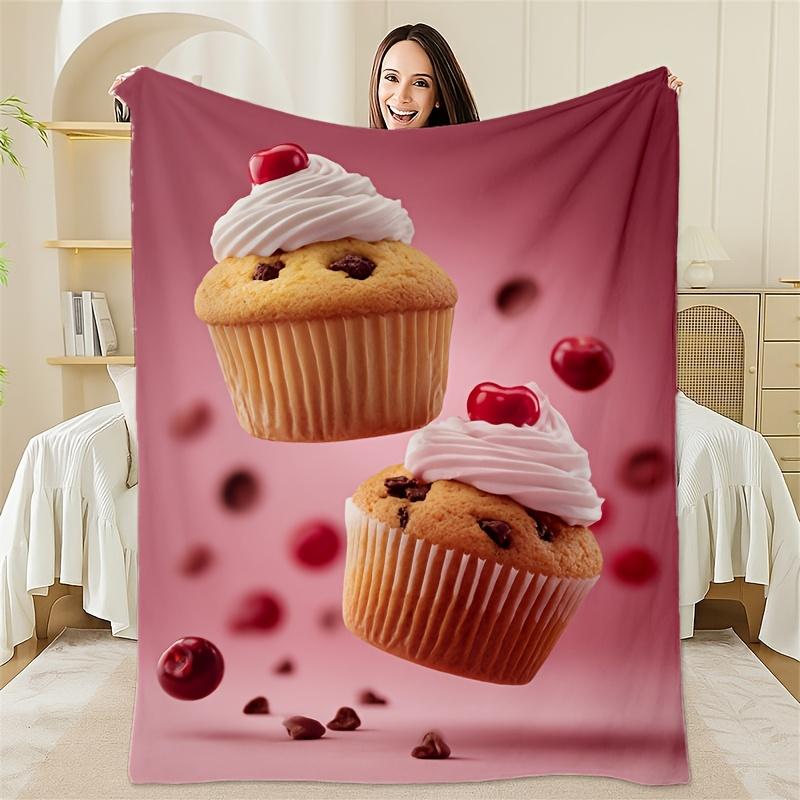 

Cherry chocolate bean pattern Flannel printed blanket suitable for all seasons suitable for living room office sofa and travel 75x100cm (30x40inch)