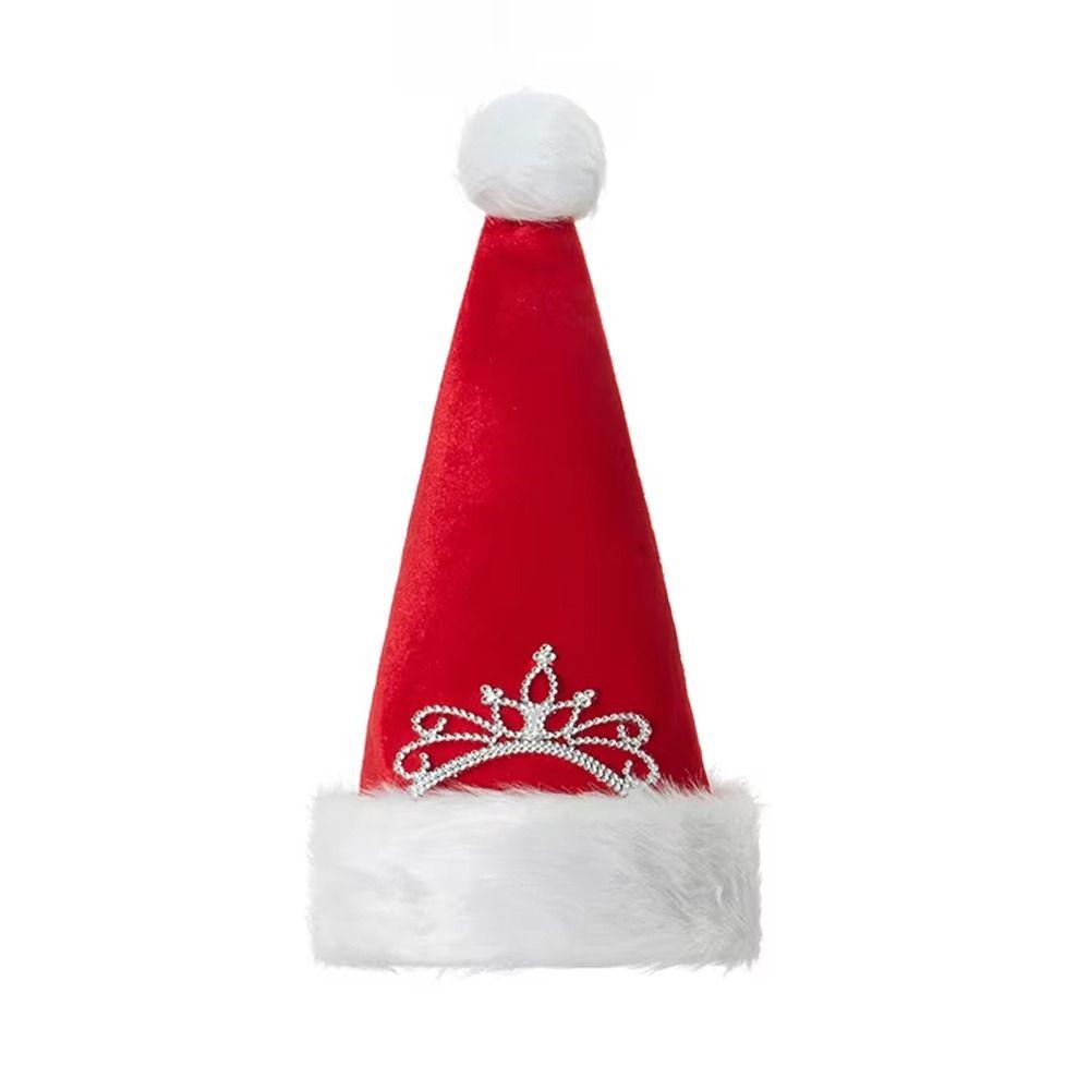 Thicken Xmas Hat Plush Winter Cap Christmas Decoration Crown Christmas Hat  Women