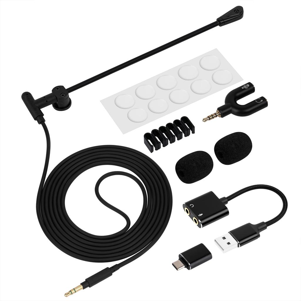 Geekria Magnetic Wired Headphone 200cm for and with Splitter and Clip Microphone, Long, Gaming, Meetings, Streaming, Y-Shaped