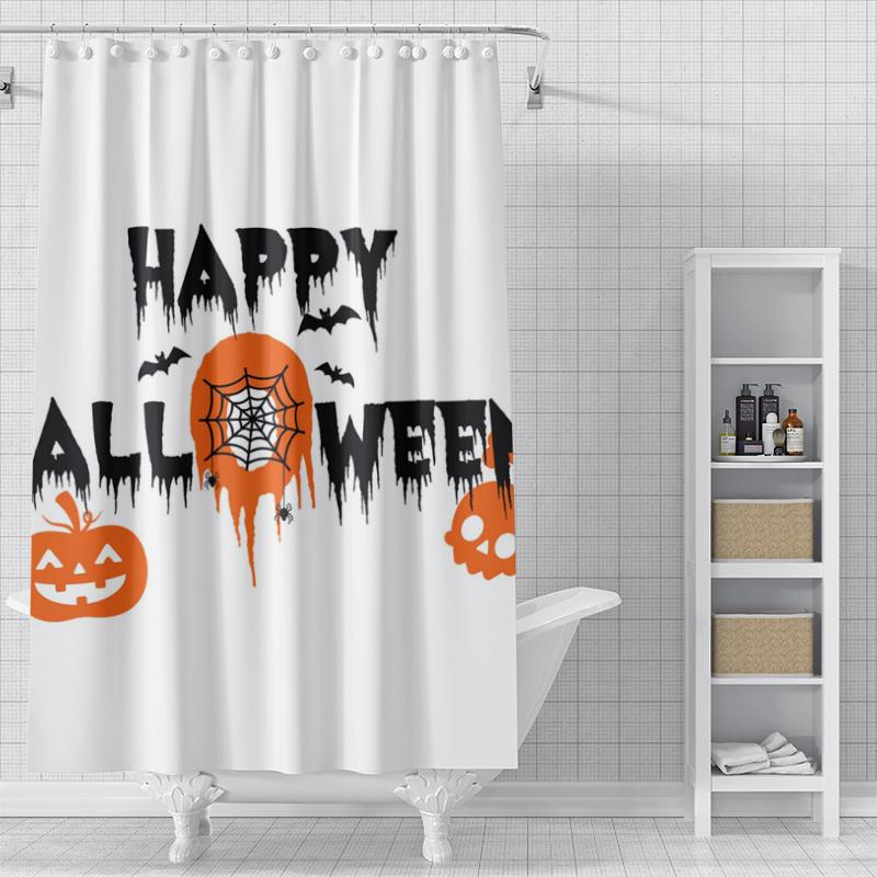 Home Shower Curtains for Bathroom Waterproof Fabric Modern Nordic Style Living Room Curtain Halloween Autumn Pumpkin Decoration