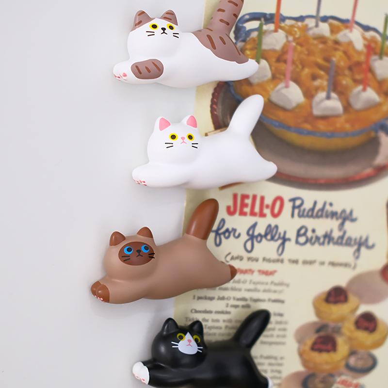 Kreativní kočičí magnetky na lednici Nálepka Roztomilé kreslené nálepky s běžící kočkou Kawaii zvířecí papírnictví DIY doplňky Dekorace Dárek