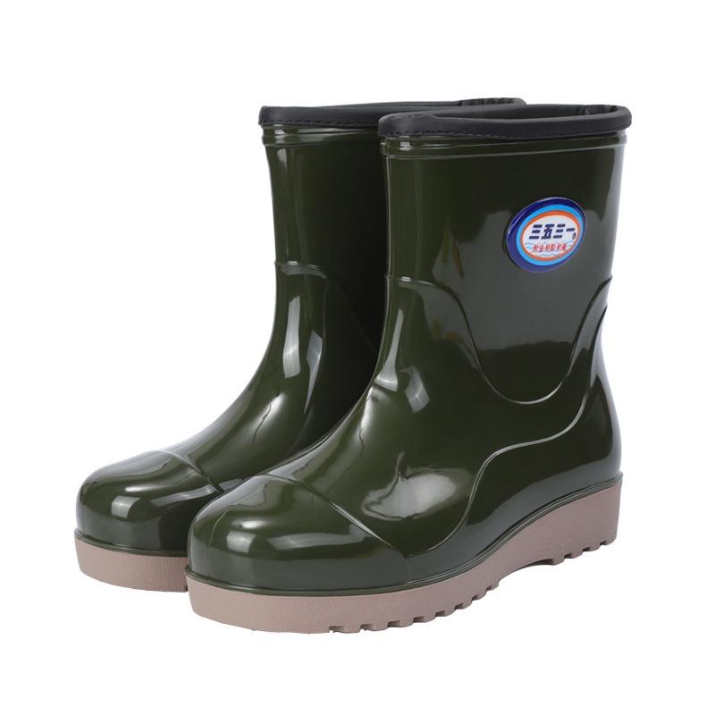 

3 rain shoes men s 131 waterproof cotton shoes men s short non-slip labor insurance wading rain boots 44 зелёный