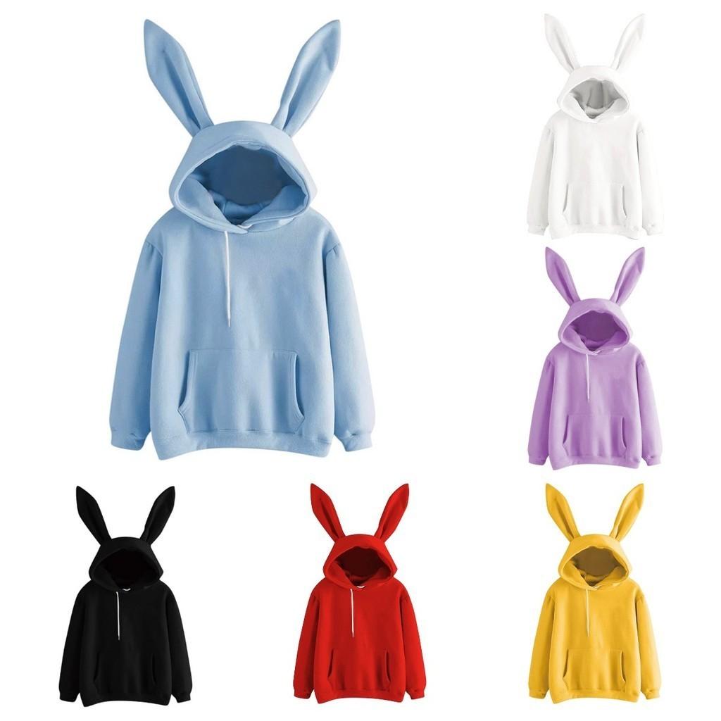 Stylish Rabbit Ear Women Hoodie Fashionable Long Sleeve Pullover Jumper