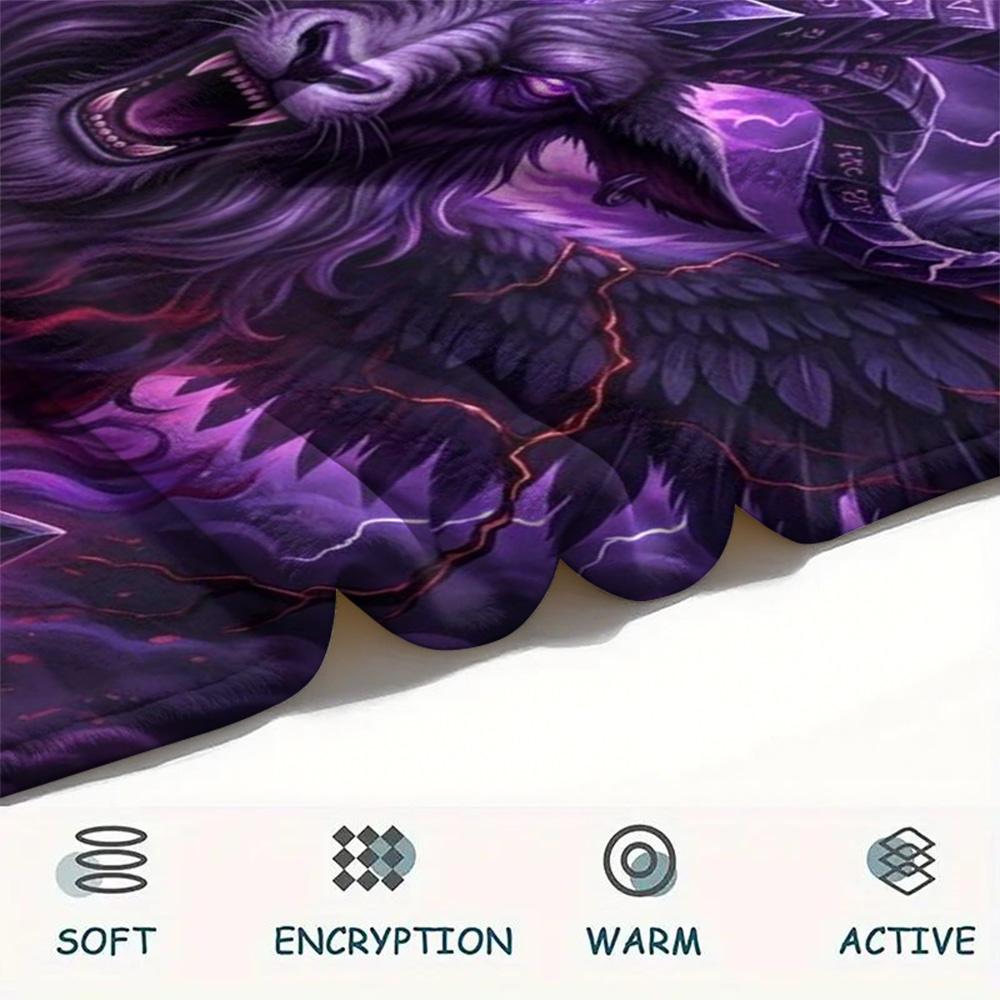 1Pc Satanic goat Print Flannel Blanket, High quality Comfortable for All Seasons, Home Decor, Warmth and Comfort, Perfect for Christmas Gifts