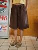FLATWAVE IN SEOUL Kanoa Wide Cotton Banding Shorts Brown