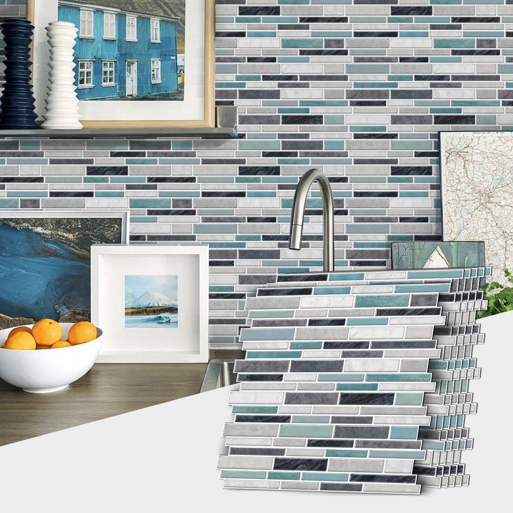 Marble Mosaic Tile Sticker, Kitchen Bathroom Pvc Waterproof Self-Adhesive Wall Sticker Imitation Epoxy Home Wallpaper