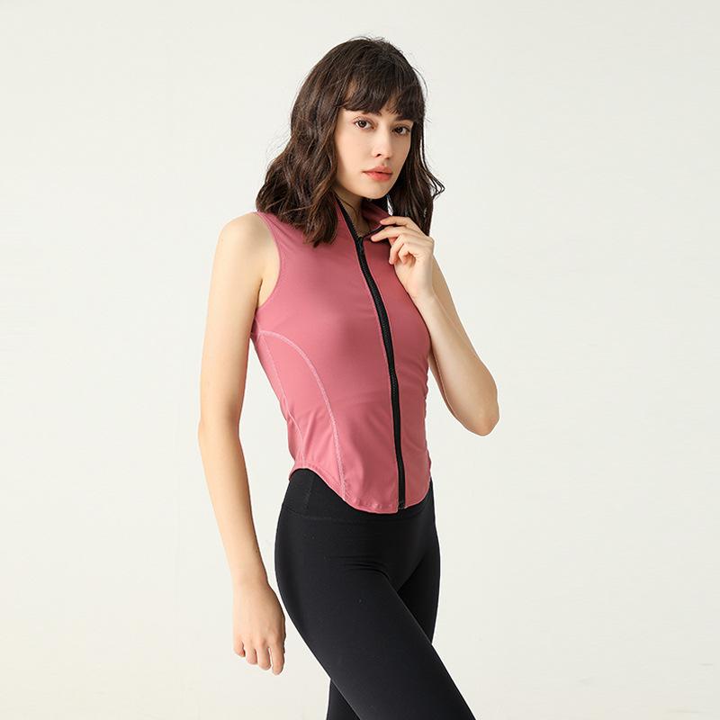 Stand-Collar Slim-Fit Fingerless Yoga Jacket - Long-Sleeve, Elastic, Zippered Running Wear