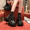8CM Women Mary Jane New Lace Up Loafers Platform Wedge Sneakers Chunky Shoes Women Black Shoes Spring Autumn Walking Sneakers
