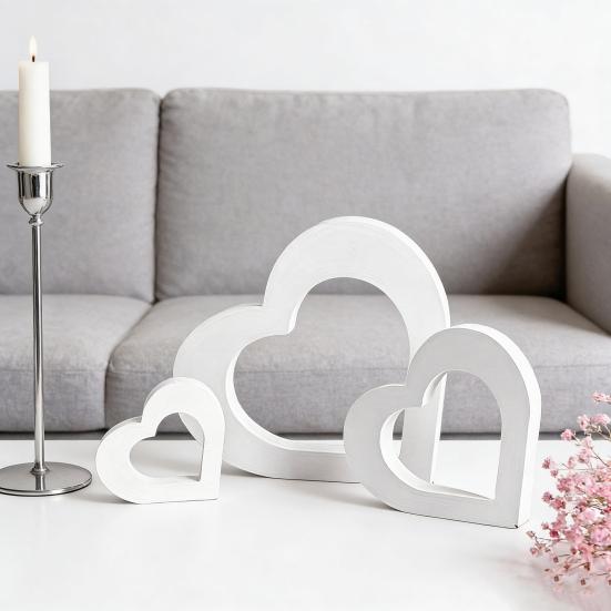 3 Stück Tag Romantisches Herzform Schild Holz Herz Mittelstück Valentinstag für Tisch Kamin Party Dekoration