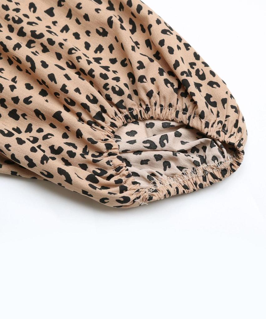 Women's 2024 Spring Leopard V-Neck Long Sleeve Commuting Top
