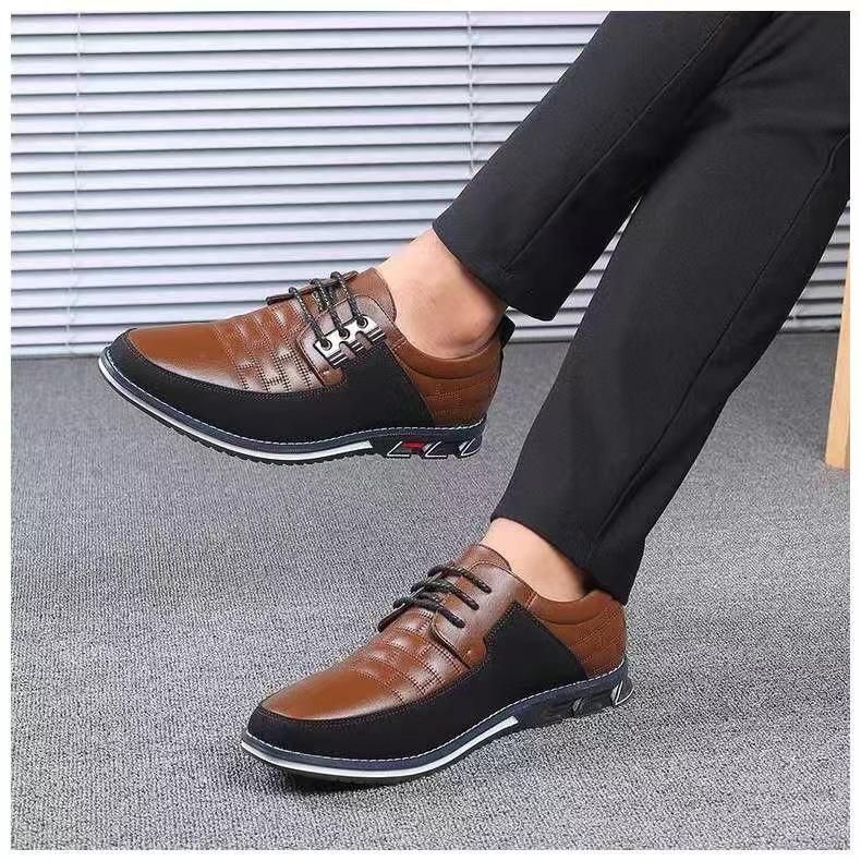 Men's Large Size Leather Lace-Up Casual Shoes - Versatile Korean Style Fashion Sneakers for Business and Everyday Wear (Sizes 47-48)