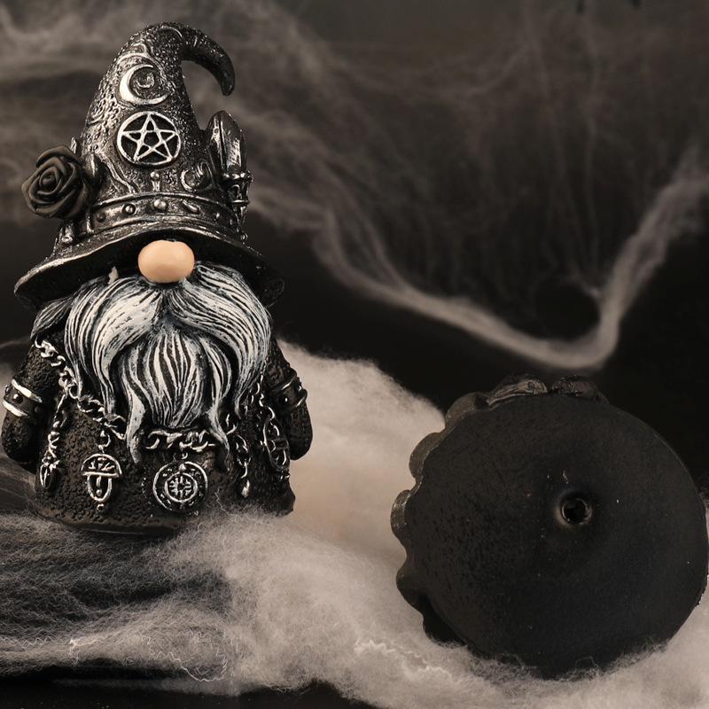 Gotische Zauberer-Gnom-Harzfigur, Halloween-Dunkeldekoration, Schreibtischstatue, Geschenkidee
