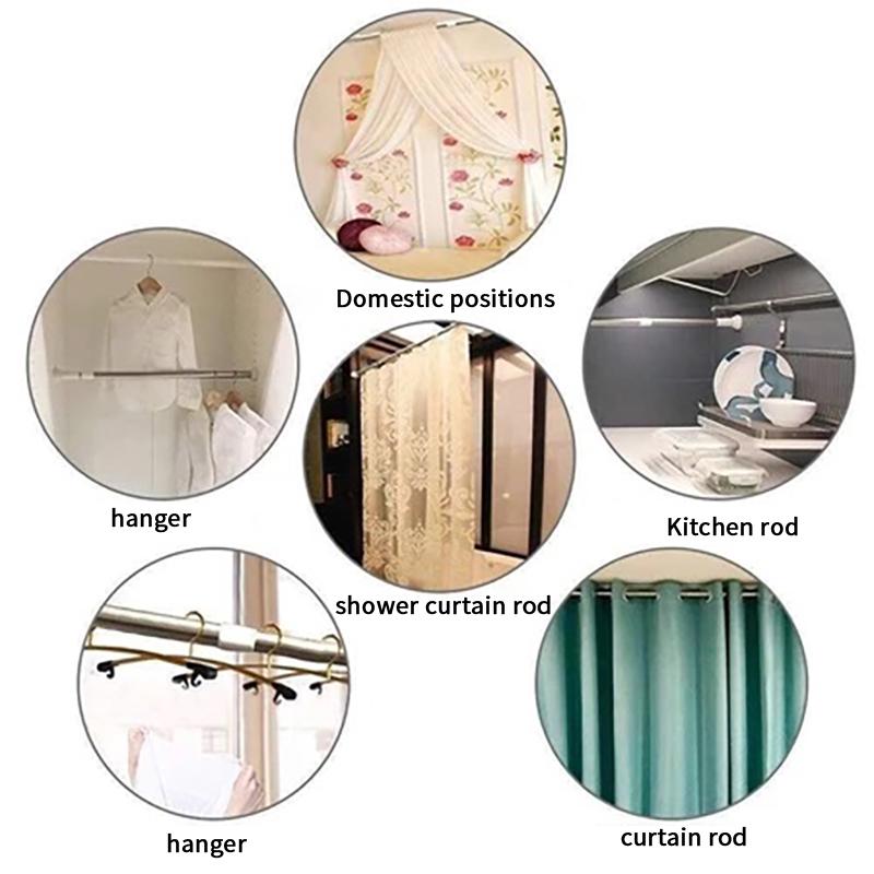 No Drill Adjustable Shower Curtain Rod Extendable Tension Heavy Duty for Bathroom Closet Room Divider Use