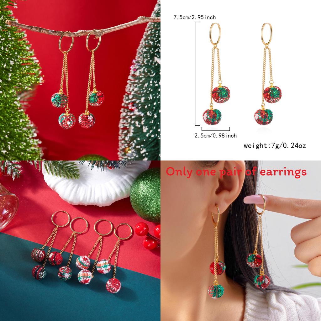 Christmas Theme Alloy Earrings With Suede Tassels Details For Seasonal Wear