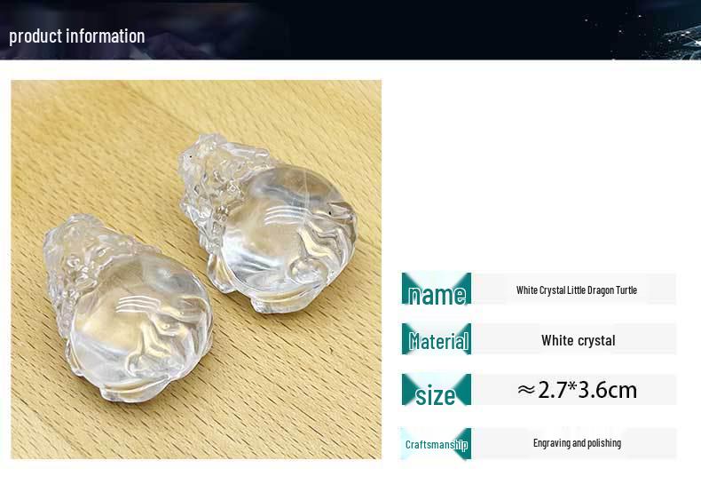 Natural High-Purity White Crystal Dragon Turtle Carved Pendant & Sweater Chain Ornament