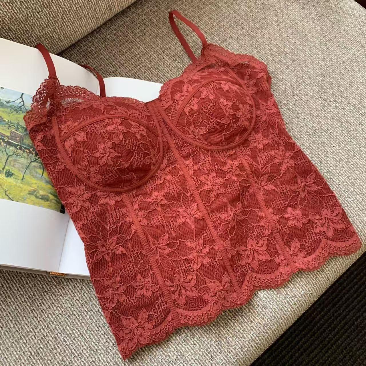 

Pure desire wind lace thermal underwear women s abraded suspender vest free bra slim and thin inner backing top Xl ( 62.5-70kg )
