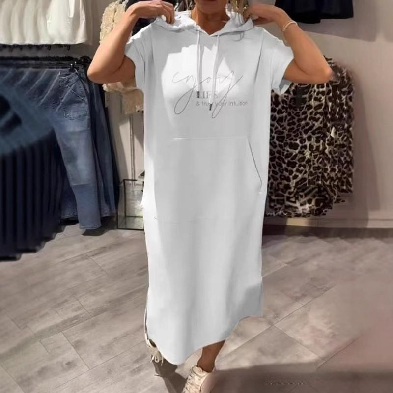 

Women s Casual Hooded Dress Long Sleeve Pullover Tunic Loose Fit Streetwear Orange Beige Green Multi Color XXL білий
