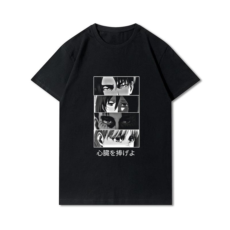 Plus Size Anime Attack On Titan Women's T-shirt Levi·Ackerman Eye Punk Tops Summer Harajuku Loose Gothic Short Sleeves Tshirt