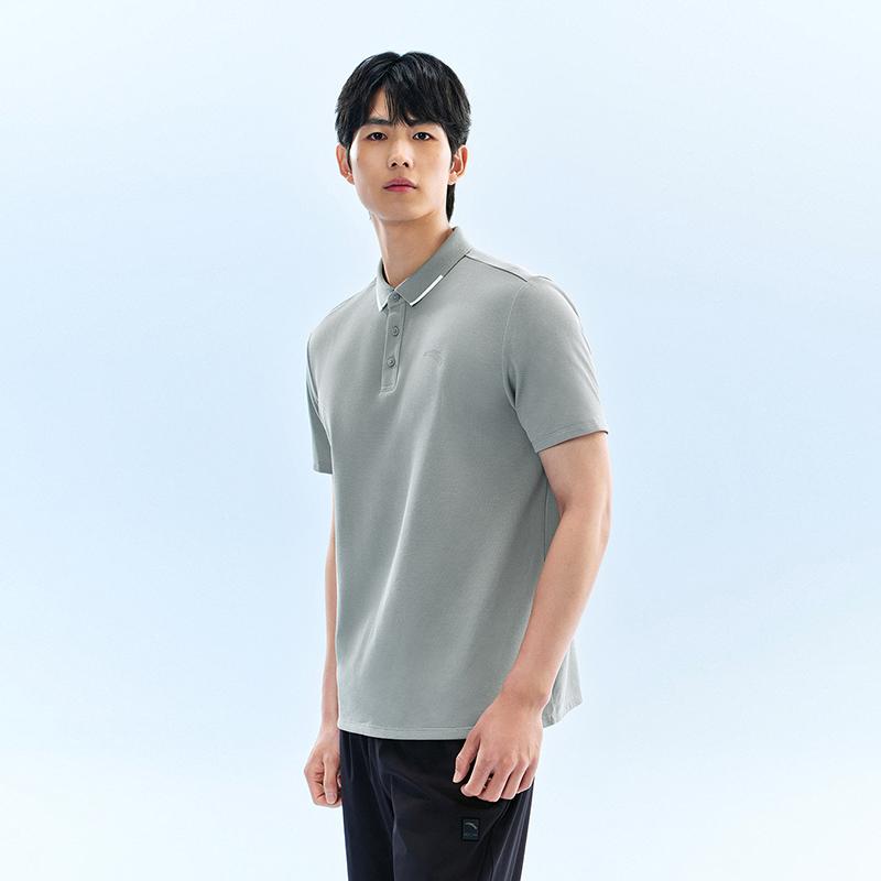 Anta Training Sports Casual Fashion Urban Commuting Skin-Friendly Comfortable Breathable Moisture-Wicking Polo Shirt Men tops Granite-Gray 952627116-3