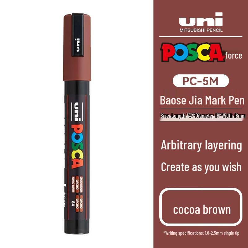 Mitsubishi POSCA PC-5M Wasserbasierter Poster- & Graffiti-Stift, Mittlere Spitze (1,8-2,5 mm), 17 Farben