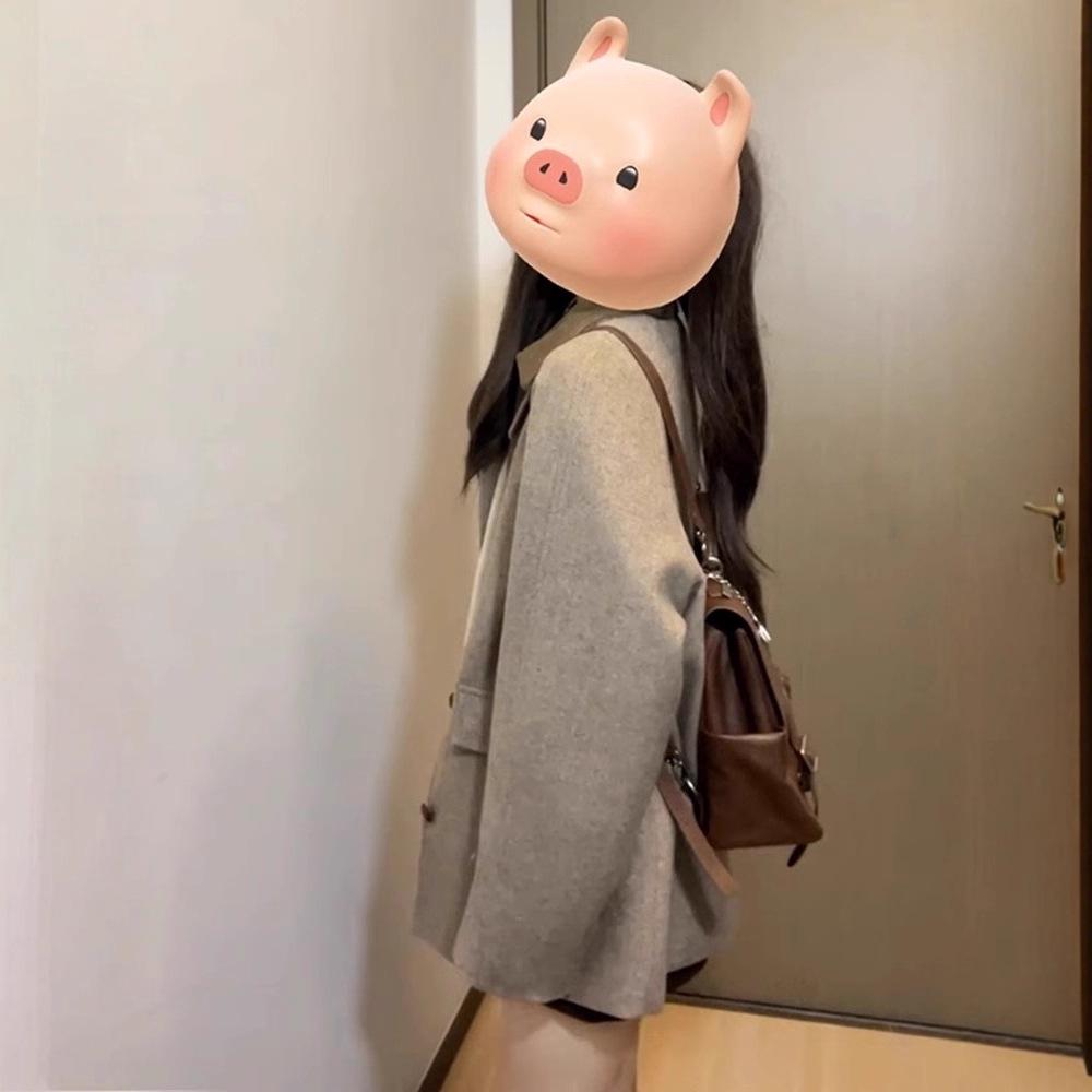 Women's Retro Wool Suit Coat: Casual Loose-Fit Jacket for Autumn and Winter