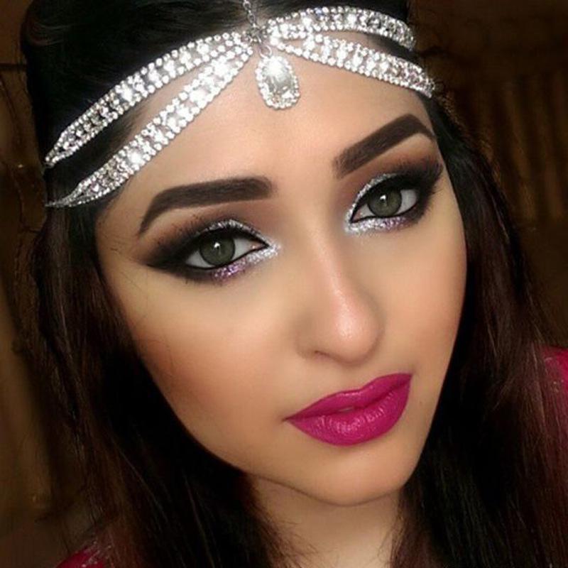 Vintage Trend Rhinestone Head Chain Forehead Headband Indian African Bohemian Hair Accesories Crystal Fringe Tiara Headdress