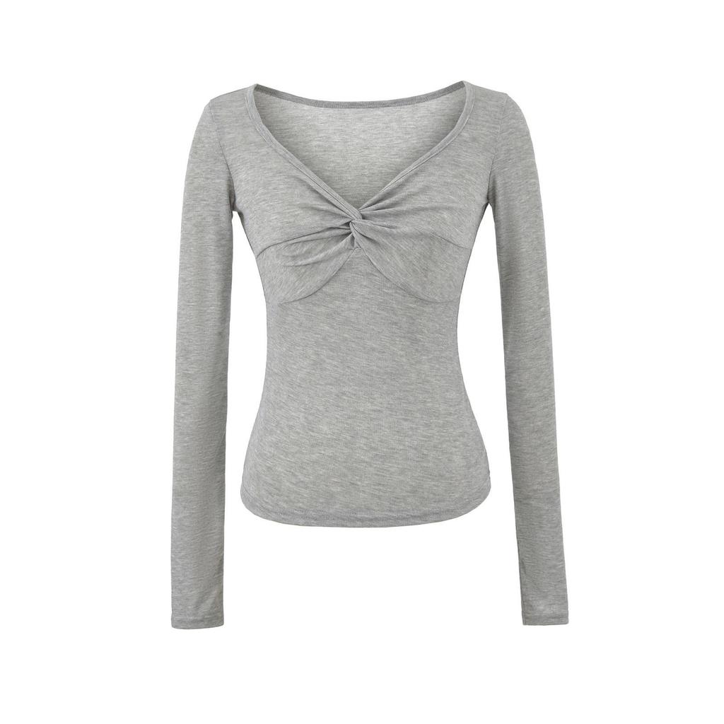 Spicy Girl Slimming Long-Sleeve T-Shirt for Women - 2026 Spring/Autumn Collection
