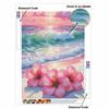 Sunset Hibiscus Full Round Drill Diamond Painting Kit DIY Sparkle Art Canvas for Adults Relaxing Craft and Home Decoration Gift Idea Set