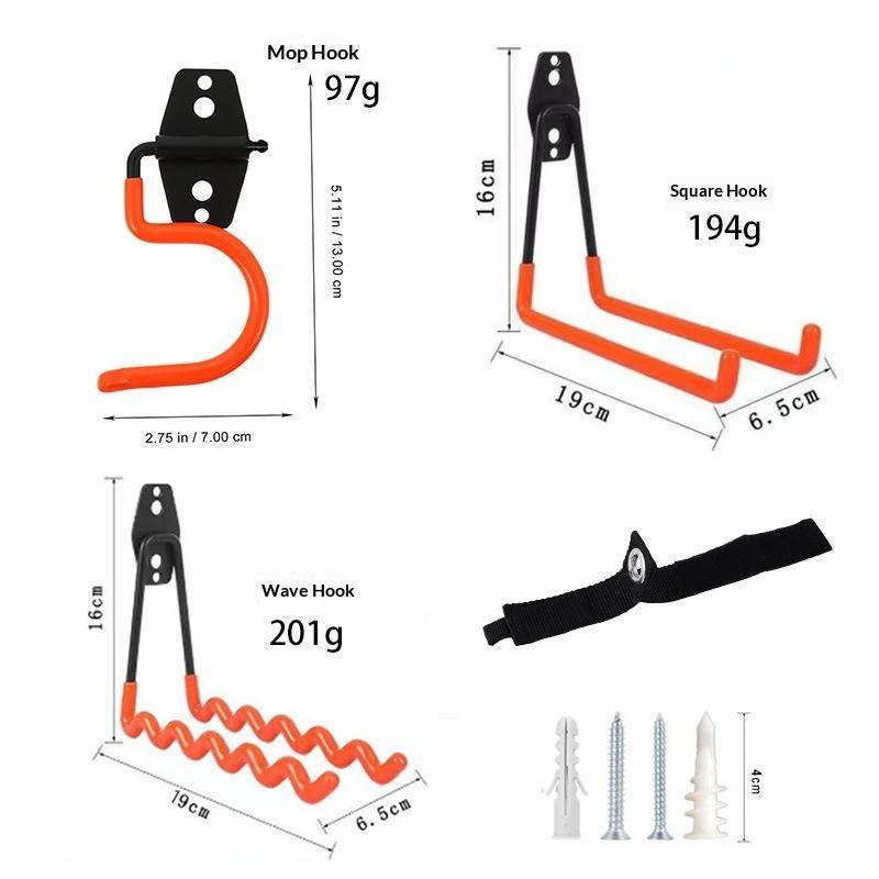 Heavy Duty Wall Mount Iron Hook Anti-Slip Garage Organizer Hanger for Bicycle Ladder Yard Tool Storage