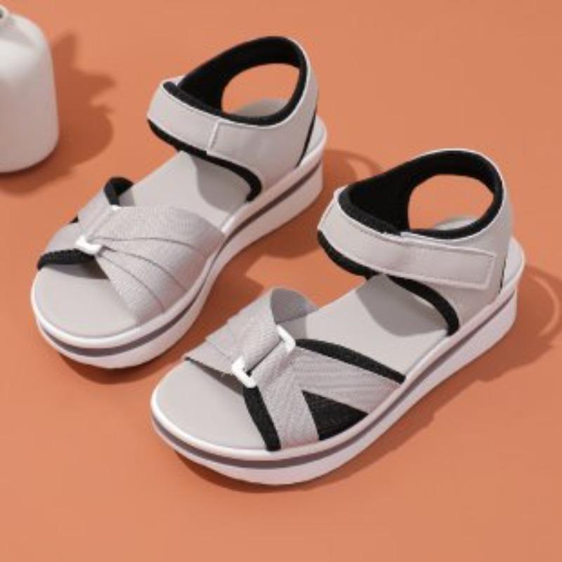 

New large size platform sandals women s supply flat bottom Velcro women s beach sandals 43 серый