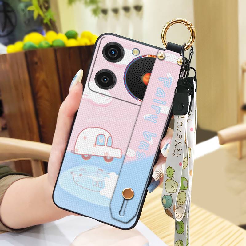 Silicone Wrist Strap Phone Case For ZTE Nubia Music Lanyard Durable Wristband Soft Case Ring Anti-knock Cartoon Cute