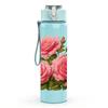 1PC Pink Rose Bouquet Floral Print 750ml Color Plastic Sports Water Bottle Leakproof Flip Straw Lid Suitable for Sports Office Home Use