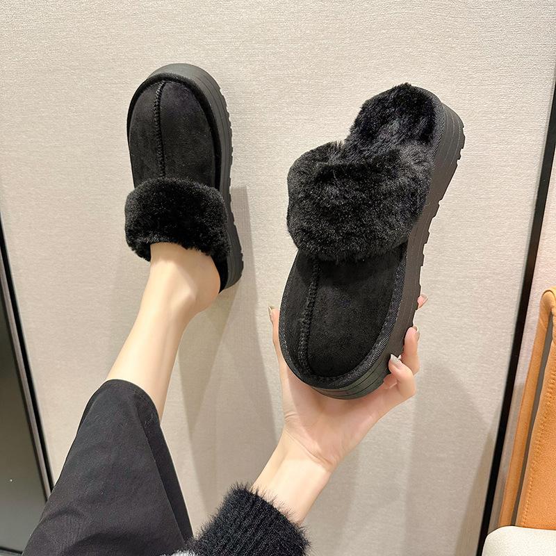 Snow Boots Women's Fashion Fluffy Slippers 2025 Autumn and Winter New Korean Version Comfortable and Warm Thick-bottomed Lazy Bag Head Slippers