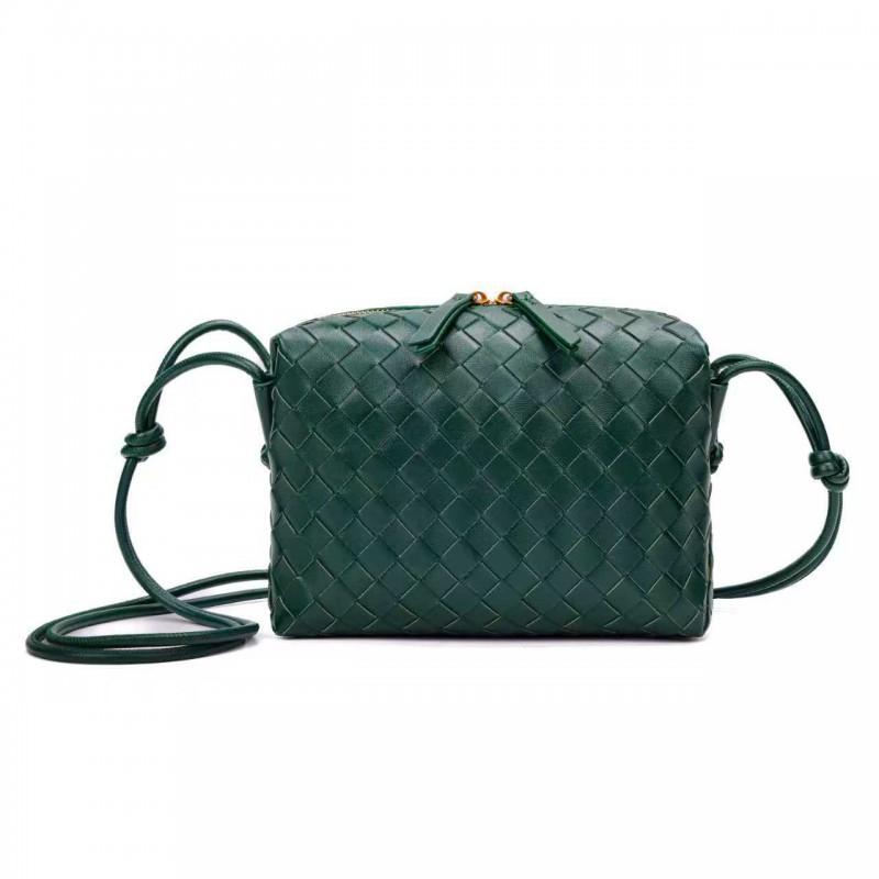 Handwoven Mini Square Crossbody Bag Women Soft PU Leather Shoulder With Zip Urban Chic Style