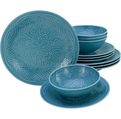 CreaTable Orient Mandala Tableware Set Aquamarine, 12 Pcs (21623)