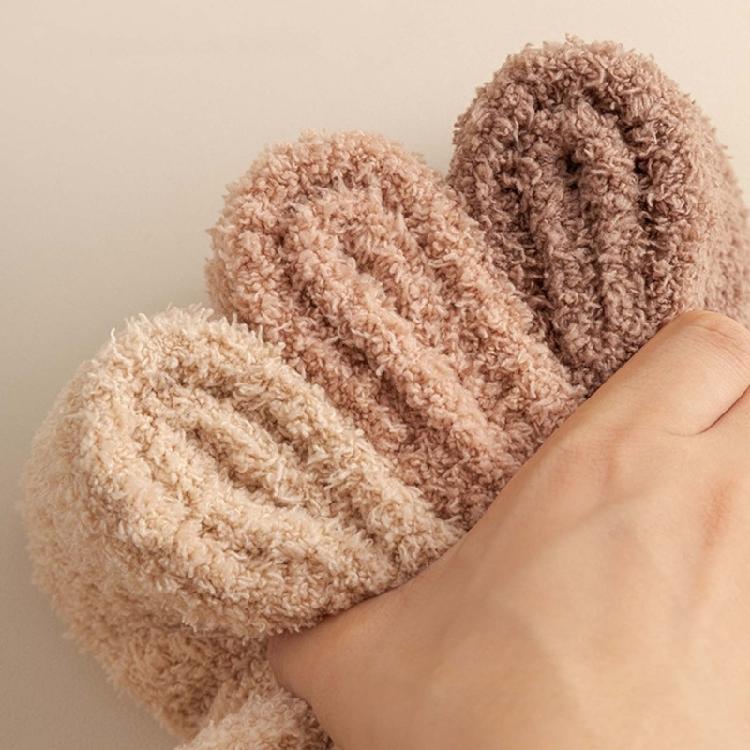 Womens Fuzzy Plush Slipper Socks Warm Coral Fleece Solid Color Five Finger Socks