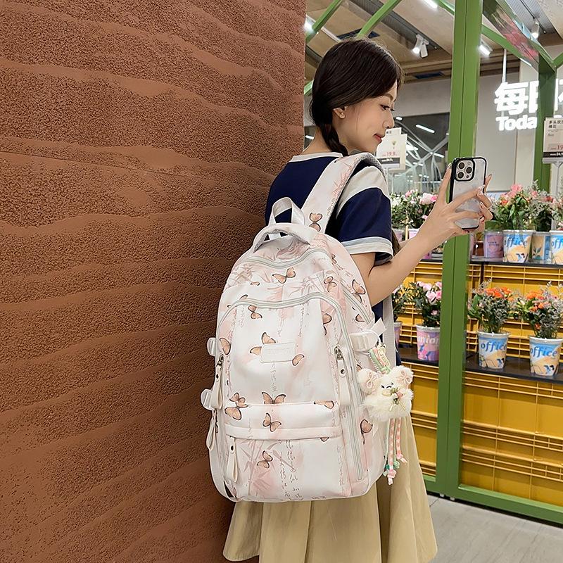 Dámský stylový lehký batoh: Školní a cestovní taška s velkou kapacitou a starobylým designem národního přílivu