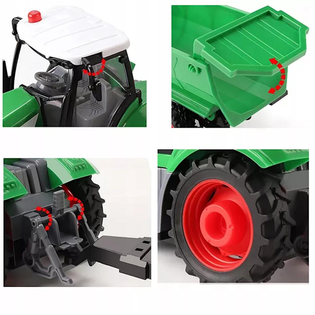 Traktor Z Przyczepą Zdalnie Sterowany Akumulator Ładowarka Zwierzęta Rc