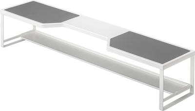Yamazaki Kitchen Stovetop Rack with Exhaust Vent Cover, 75cm, White, Approx. 82.5cm W X 18cm D X 15cm H, Plate Compatible, Tall, 5652